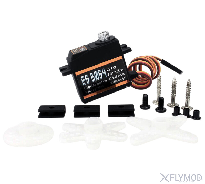 Цифровий сервопривід EMAX ES3054 20G з металевим редуктором package комплектація