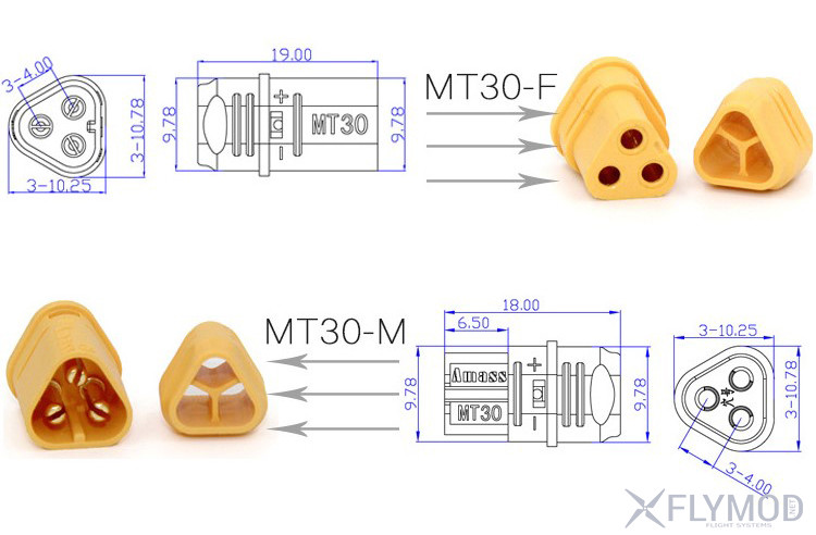 Коннекторы amass mt30 Banana Plug connector