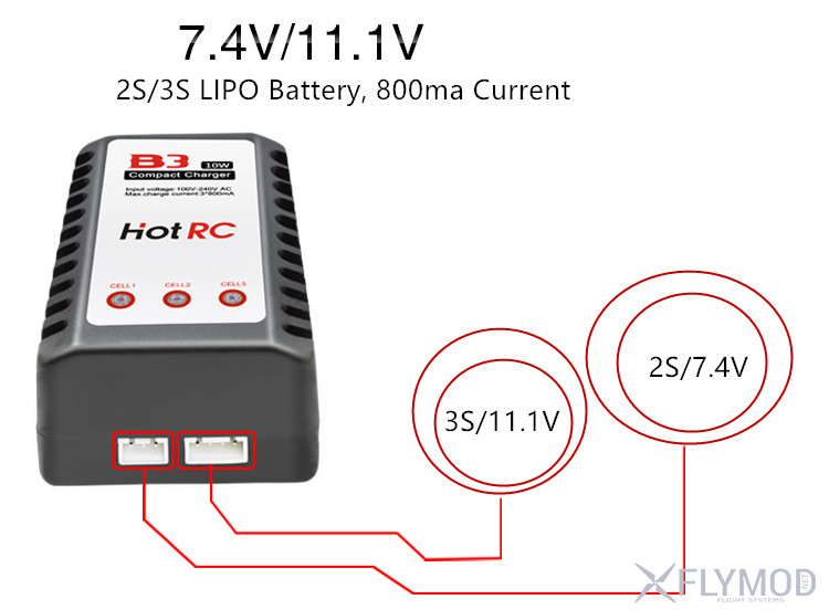 Зарядное устройство lipo lithium battery balance charger easy entry charger hotrc b3 fast 10w 2s 3s