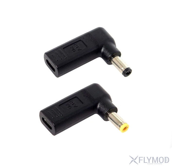 Угловой Переходник type-c female to dc 5 5 x 2 1 2 5мм adapter 19V 65W 3A