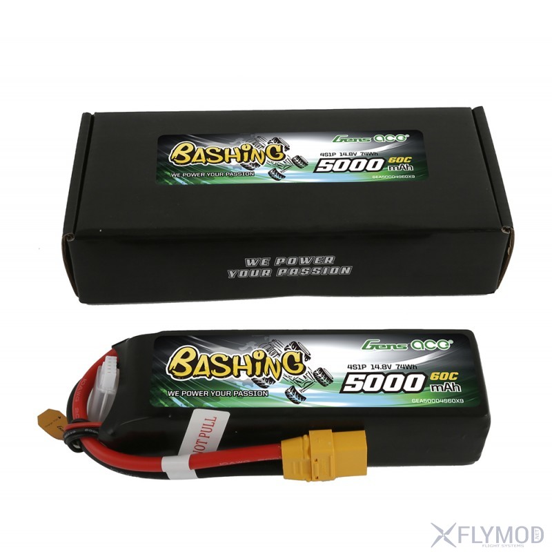 Аккумулятор gens ace bashing series 5000mah 4s 14 8v 60c lipo xt90 батка батарея tattu