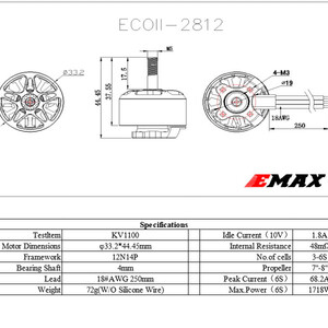 Безколекторні мотори EMAX ECO II 2814 3-6S 830KV