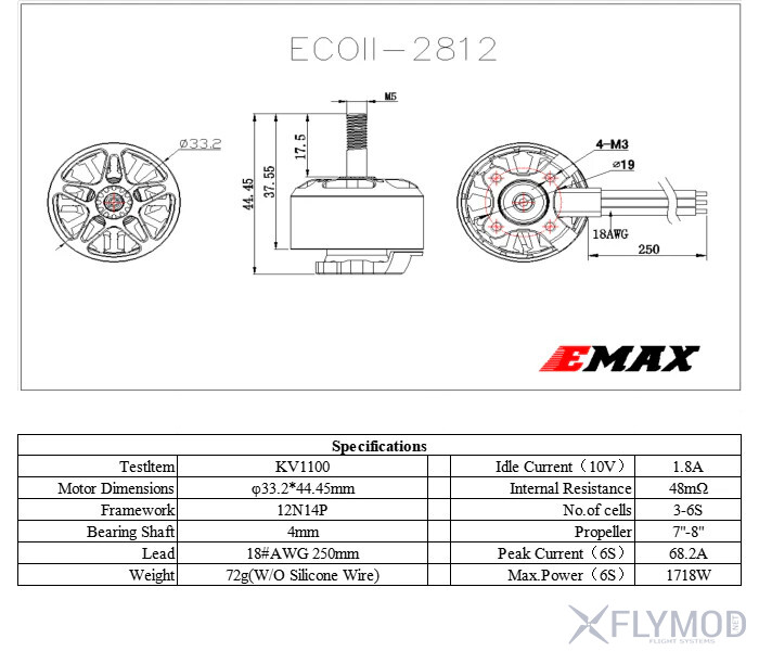 Безколекторні мотори EMAX ECO II 2814 3-6S 830KV