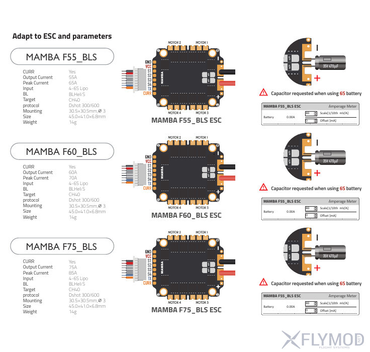 Стек контролю польоту  MAMBA F405 MK2 V2 з ESC F55 6S 55A