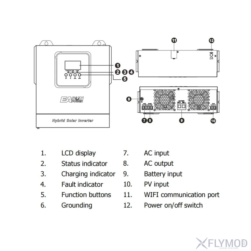 Гібридний інвертор EASUN 3 2KW 24V 100А з WiFi