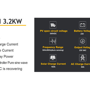 Гібридний інвертор EASUN 3 2KW 24V 100А з WiFi