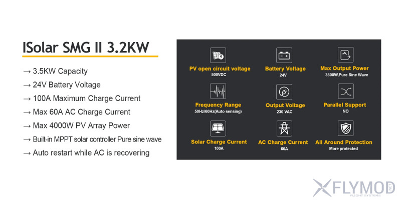 Гібридний інвертор EASUN 3 2KW 24V 100А з WiFi