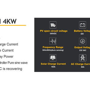 Гібридний сонячний інвертор EASUN 4KW 24V 100А з WiFi