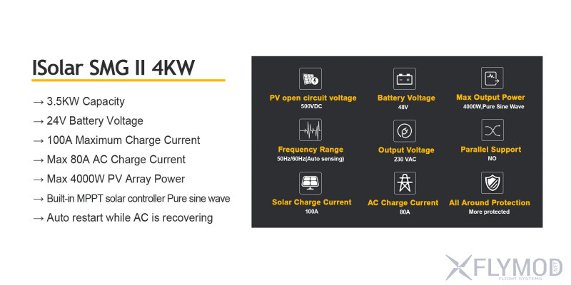 Гібридний сонячний інвертор EASUN 4KW 24V 100А з WiFi