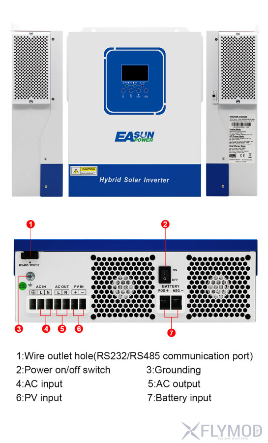 Гібридний сонячний інвертор EASUN 4KW 24V 100А з WiFi