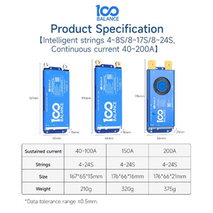 Контролер заряду акумулятора DALY Smart BMS 100Balance 40-200A 4-24S Li-ion LiFePO4 Bluetooth