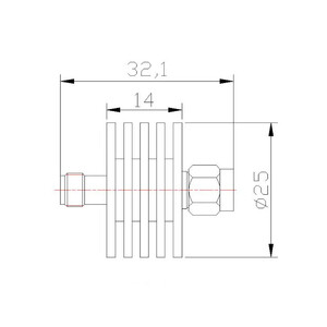 Коаксіальний фіксований атенюатор 5 W DC 8 GHz 6 dB 10 dB 20 dB 30 dB