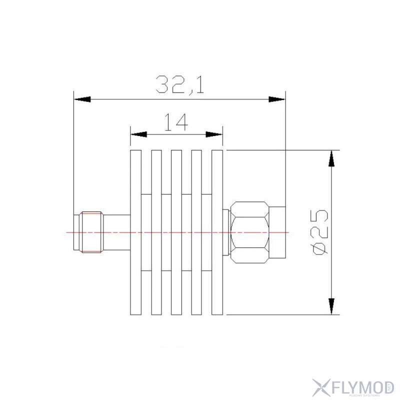 Коаксіальний фіксований атенюатор 5 W DC 8 GHz 6 dB 10 dB 20 dB 30 dB