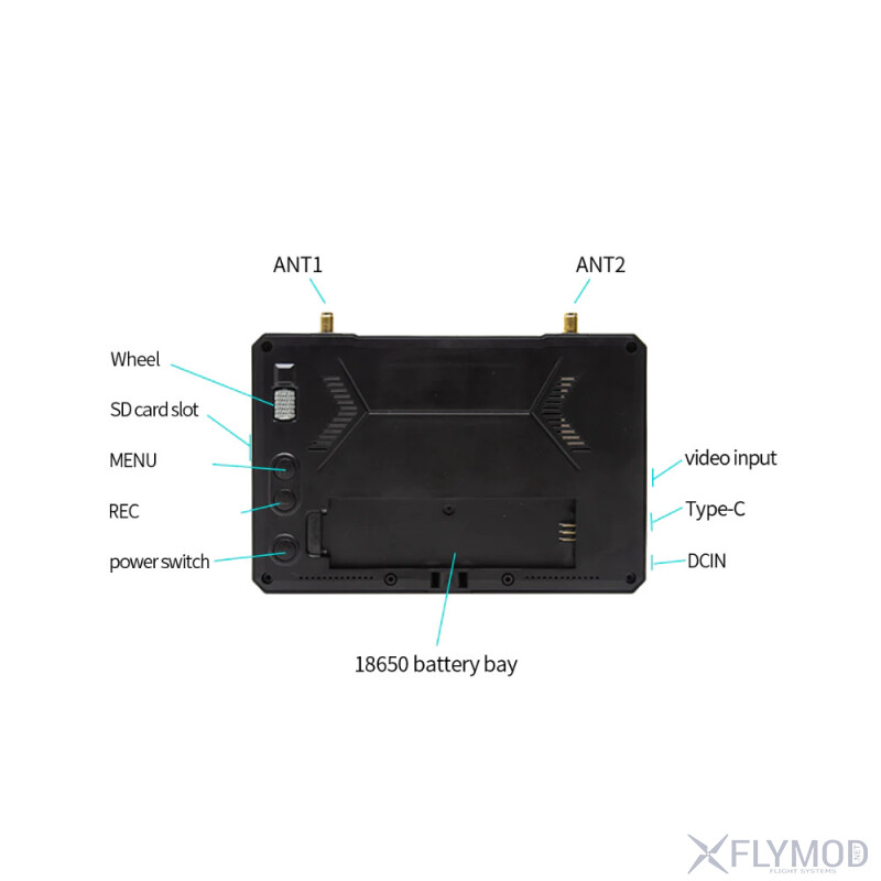 Монітор SKYZONE M5 5  800x480 з вбудованим приймачем 5 0GHz - 5 8GHz для FPV DVR