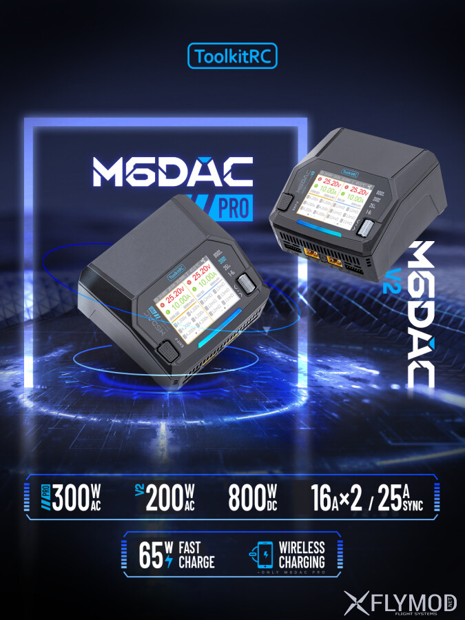 Зарядний пристрій ToolkitRC M6DAC V2 AC 200W DC 800W 65W