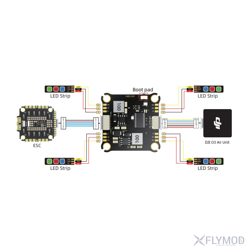 Стек контролю польоту FlyFishRC F4 V01 ESC 50A 60A 1-8S 30x30мм