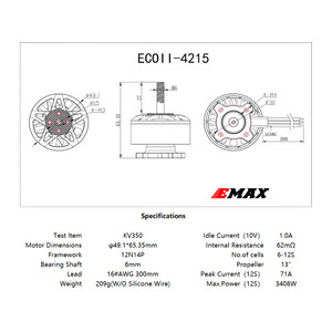 Безколекторні мотори EMAX  ECO II 4215 6-12S 350KV