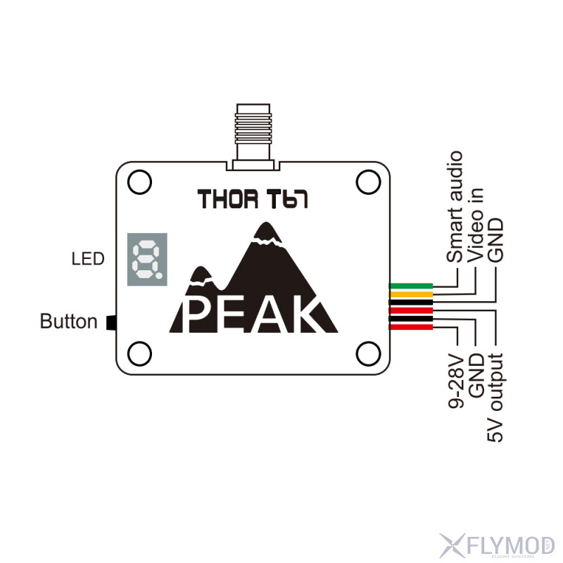 Відео передавач PEAK THOR T67 6 1G - 7 2G 3W 64 канали FPV VTX