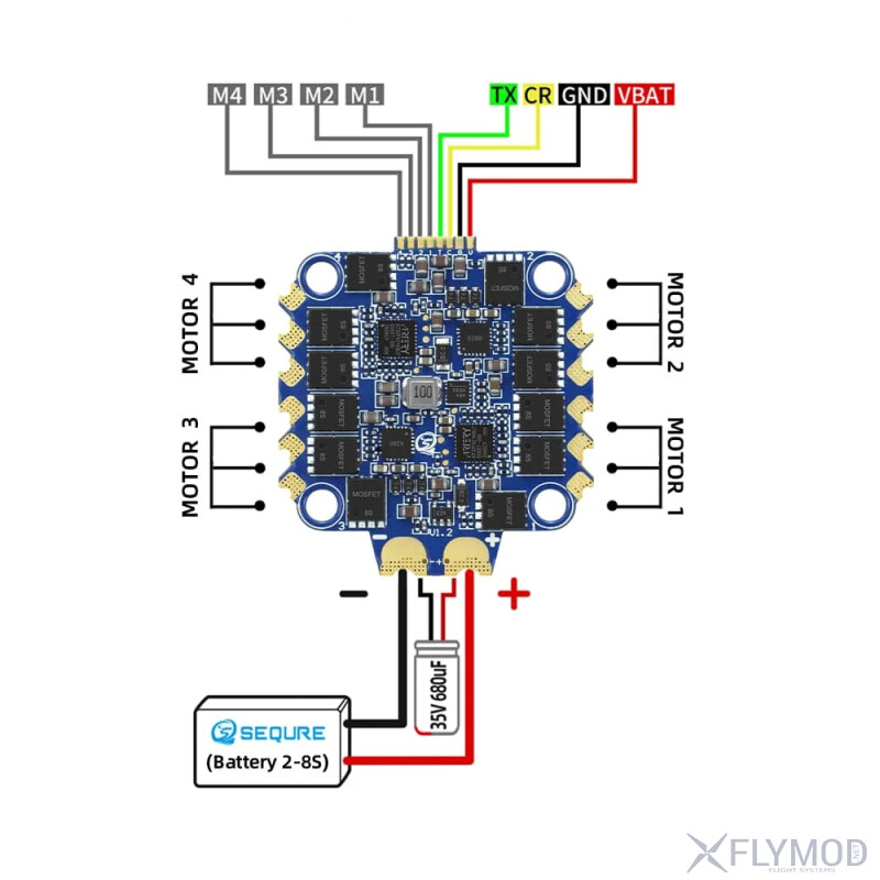 Регулятор швидкості SEQURE Blueson A2 70A 128KHz 4в1 6-8S ESC