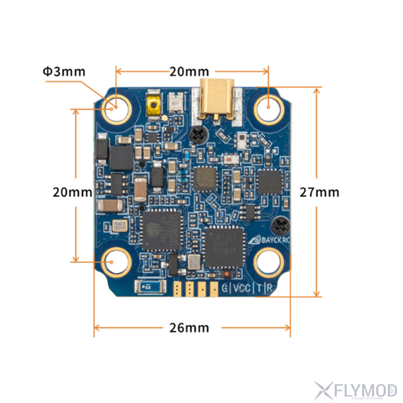 Приймач BAYCKRC UR1000 Dual Band 1000mW 868MHz   900MHz   2 4GHz RX розміри