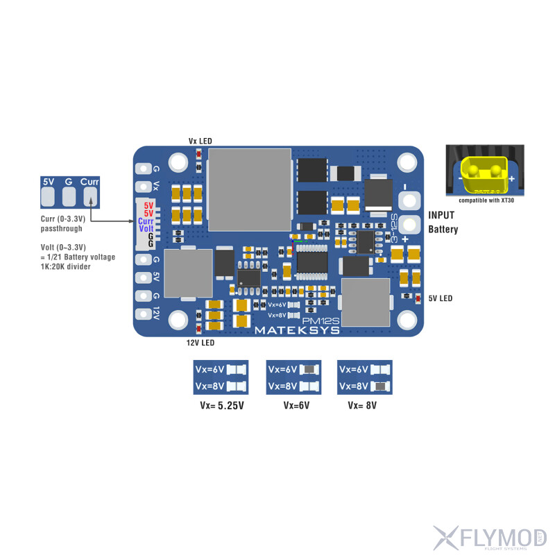 Модуль живлення Matek PM12S-3 схема scheme