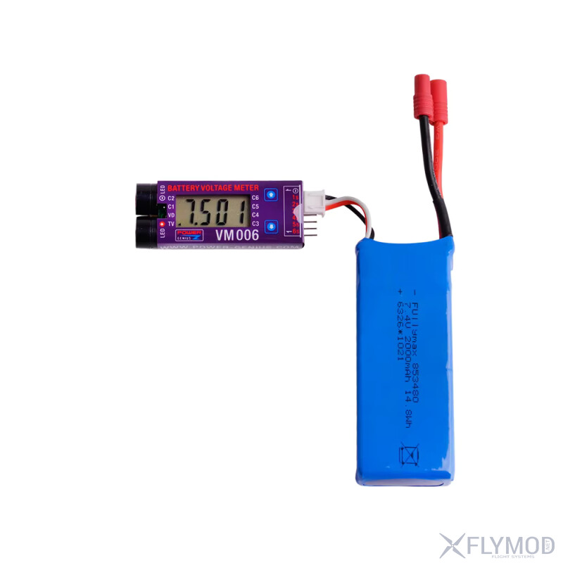 Сигналізатор низької напруги для акумуляторів VM006 1-6S з днання з акумулятором
