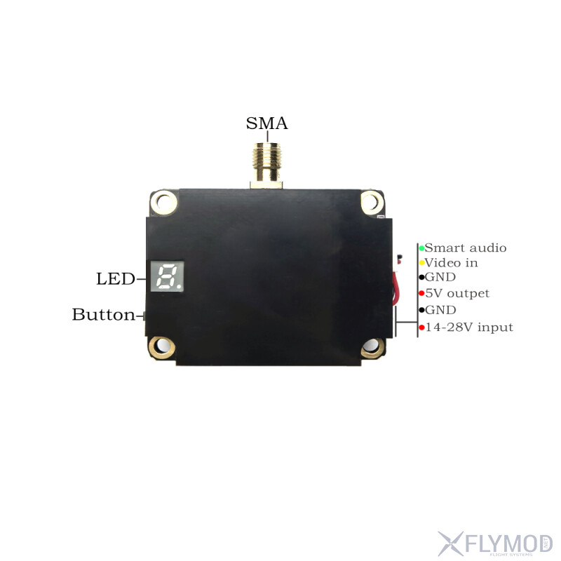 Передавач Skyzone TX6704 6 1-7 2G 4W на 64 канали VTX діаграма підключення