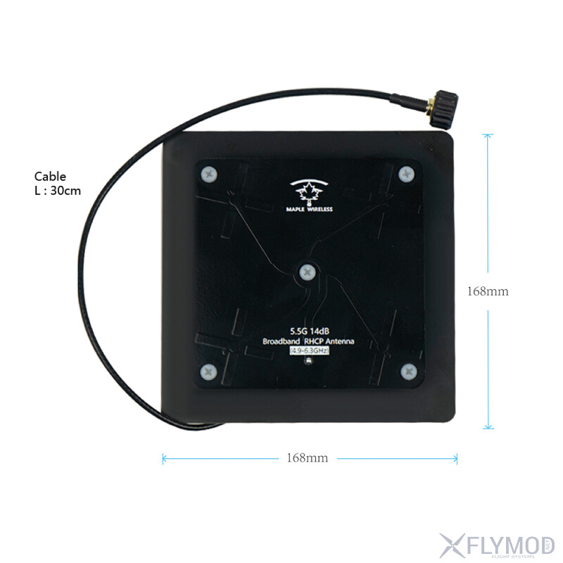 Спрямована патч антена Maple Wireless 4 9-6 3GHz 14dBi розміри