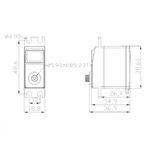Цифровий сервопривід EMAX ES3005HV з металевим редуктором scheme креслення