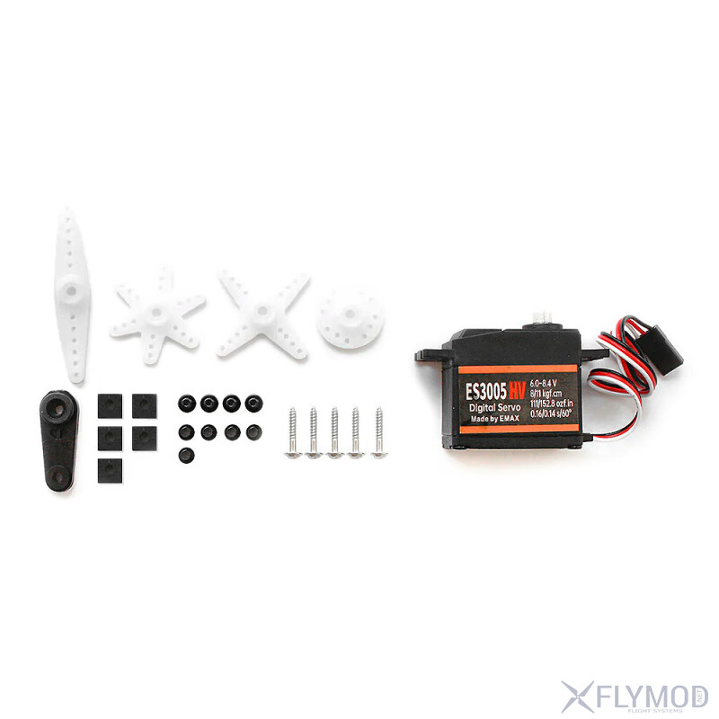 Цифровий сервопривід EMAX ES3005HV з металевим редуктором комплектація package
