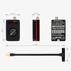 Відеопередавач RushFPV 4 8G-6 1G XSPAN 4W VTX dimensions розмір