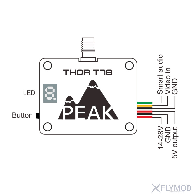 Відеопередавач Peak THOR T78 7 2-8G VTX на 40 каналів connection scheme схема підключення