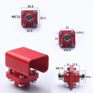 Клемні колодки 200А  Корпусна прохідна клема з кришкою М8 dimension розмір