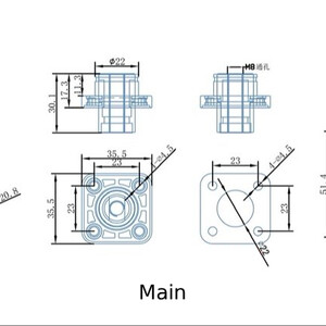 Клемні колодки 200А  Корпусна прохідна клема з кришкою М8 scheme креслення