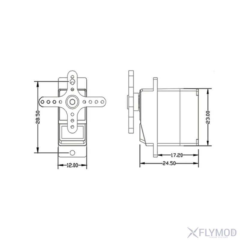 Цифровий сервопривід Emax ES09MD з металевим редуктором креслення scheme drawing