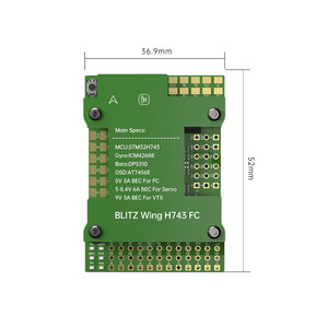 Контролер польоту iFlight BLITZ Wing H743 dimensions розмір