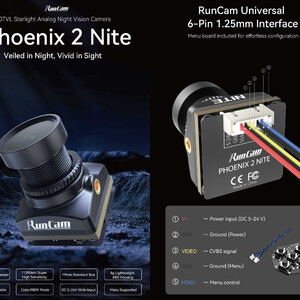 Камера RunCam Phoenix 2 Nite 1500TVL 1 2 8  CMOS 4 3 16 9 PAL NTSC