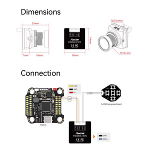 Камера RunCam Phoenix 2 Nite 1500TVL 1 2 8  CMOS 4 3 16 9 PAL NTSC dimensions connection розмір підключення