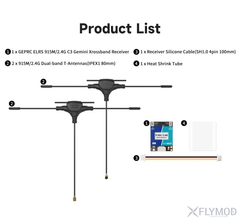 Приймач GEPRC ELRS 915M 2 4G C3 Gemini Xrossband RX package комплектація