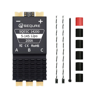 Регулятор швидкості SEQURE SQESC 14200 5-14S 200A ESC BLHeli_32 комплектація package