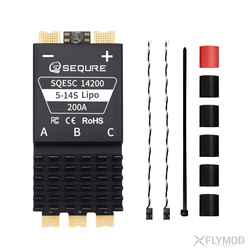 Регулятор швидкості SEQURE SQESC 14200 5-14S 200A ESC BLHeli_32 комплектація package