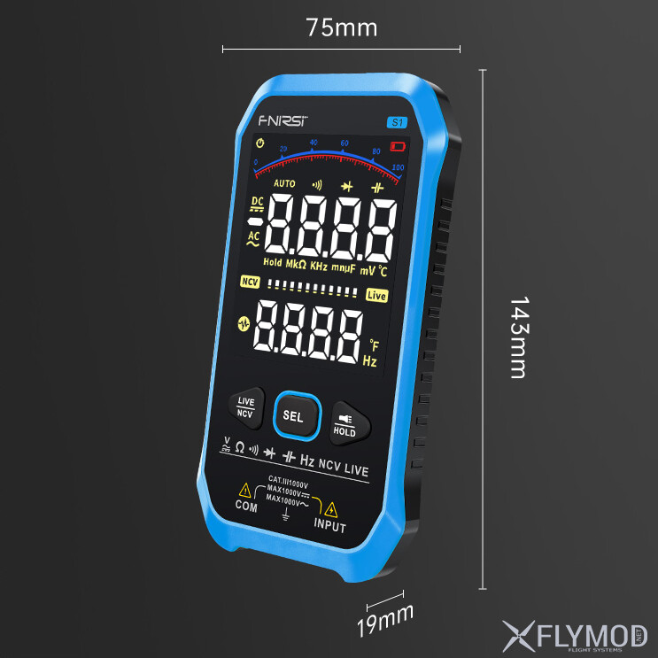 Цифровий Smart мультиметр FNIRSI S1 dimensions розмір