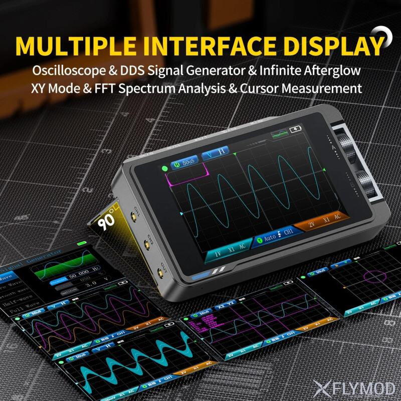 Цифровий осцилограф із вбудованим генератором сигналів FNIRSI DS215H 2-в-1 50MHz 250MS s