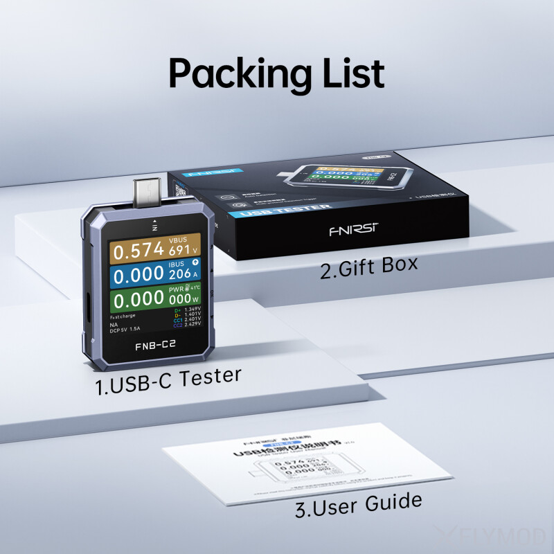 Тестер FNIRSI FNB-C2 USB Type-C PD 3 1 package комплектація