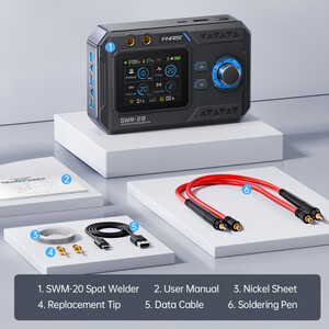 Портативний апарат точкового зварювання FNIRSI SWM-20 2-в-1 1200A package комплектація