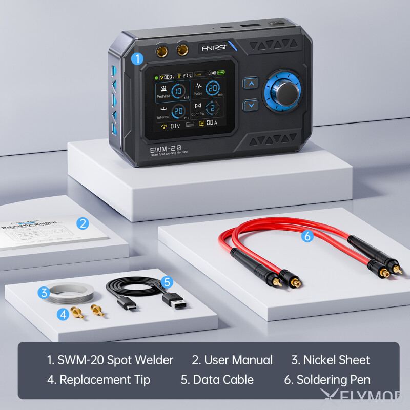 Портативний апарат точкового зварювання FNIRSI SWM-20 2-в-1 1200A package комплектація
