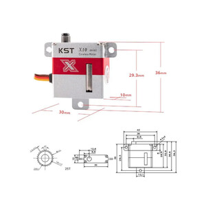 Цифровий сервопривід KST X10 Mini V8 0 з металевим редуктором dimensions drawing розмір креслення