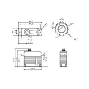 Цифровий сервопривід KST MS589 HV з металевим редуктором drawing креслення