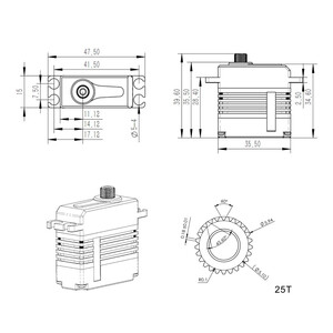 Цифровий сервопривід KST X15-855X HV з металевим редуктором креслення drawing