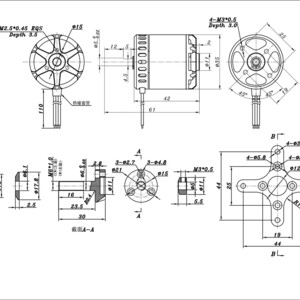 Безколекторний мотор SUNNYSKY X2820-III KV1000 креслення drawing
